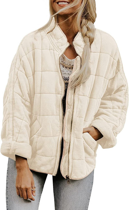 Women's quilted hooded jacket with zipper and pockets NOVAE