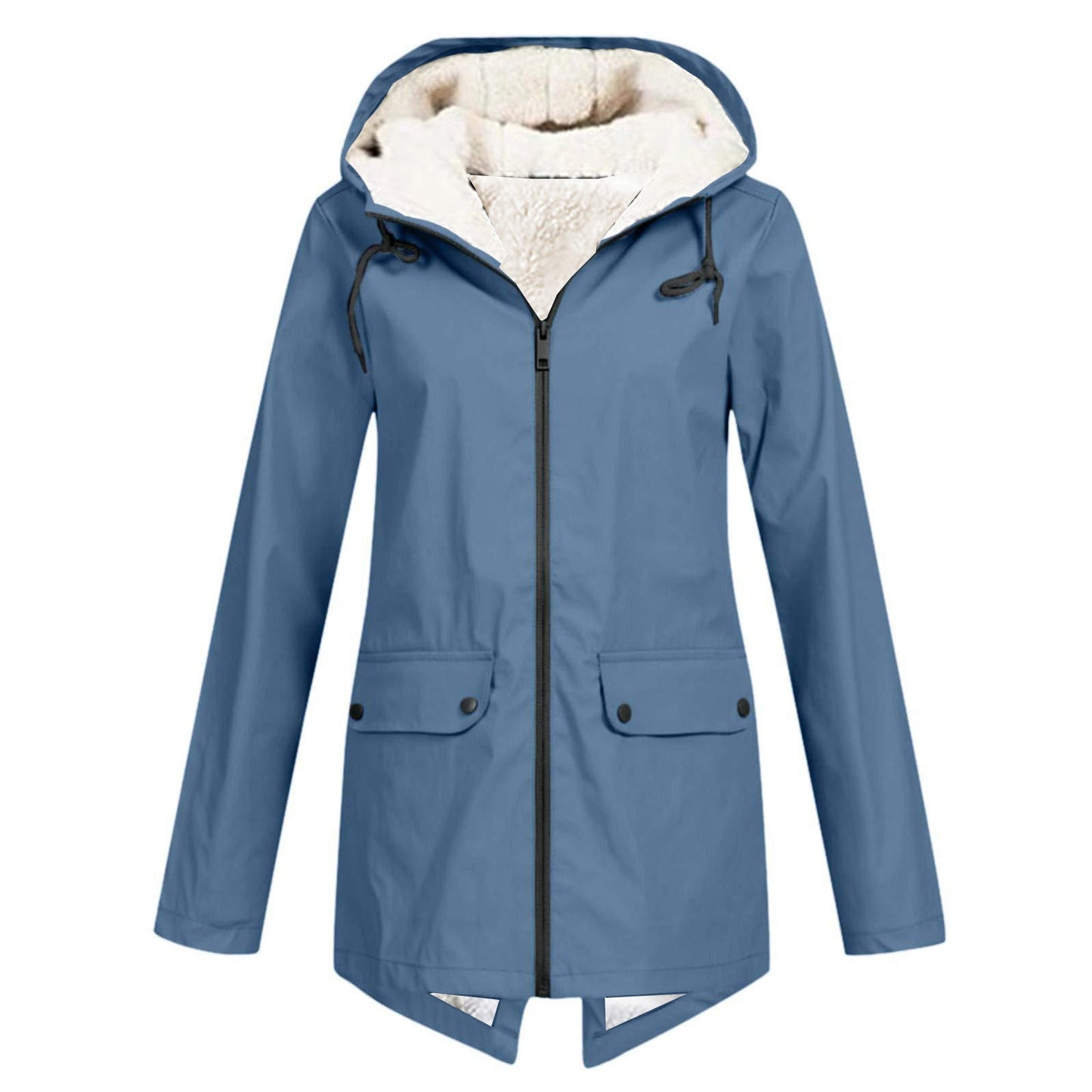 Women's weatherproof and lined rain jacket with adjustable hood collar NOVAE