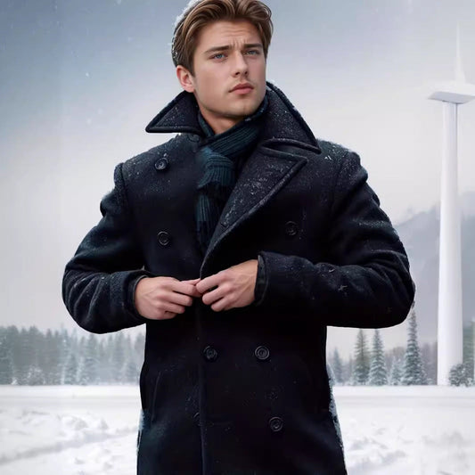 Men's classic and stylish double-breasted wool coat NOVAE