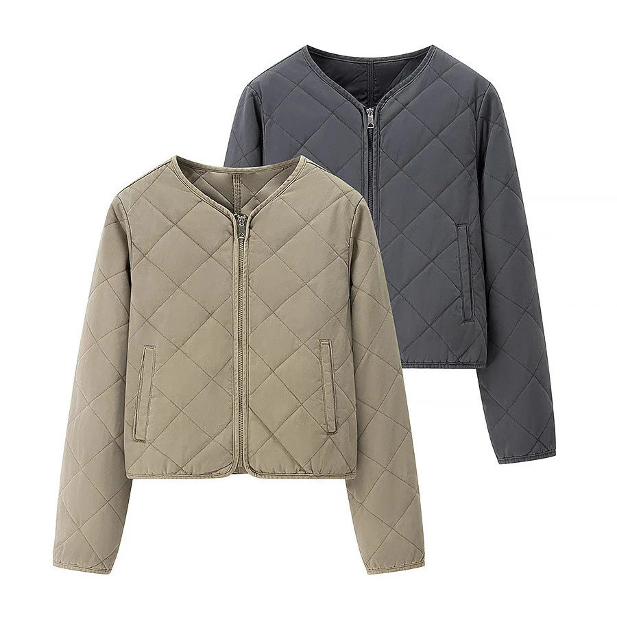 Women's quilted transitional jacket with practical pockets and elegant stand-up collar NOVAE
