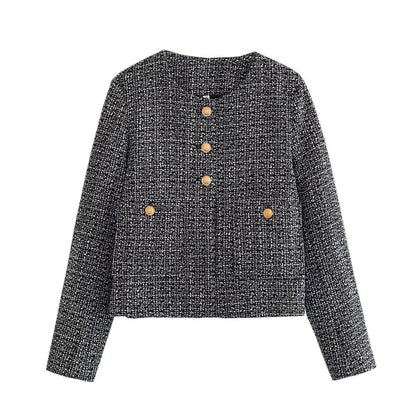 Women's fashionable tweed jacket with textured fabric NOVAE