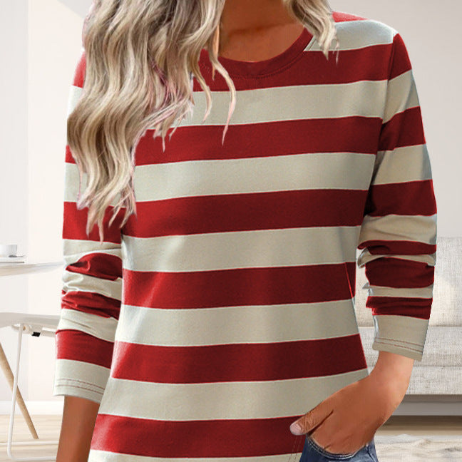 Women's long-sleeved shirt with a modern striped pattern and comfortable fit NOVAE