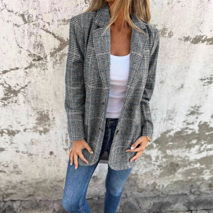 Women's checked blazer with a classic cut and elegant details NOVAE