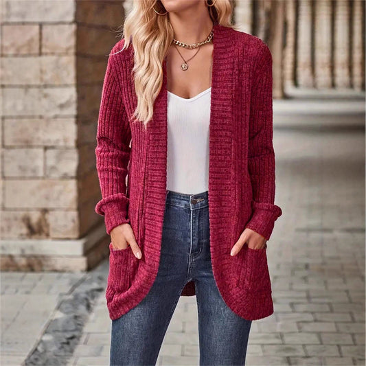 Women's cardigan with structured design and practical pockets NOVAE