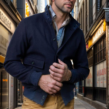 Men's casual transitional jacket with practical pockets and high collar NOVAE