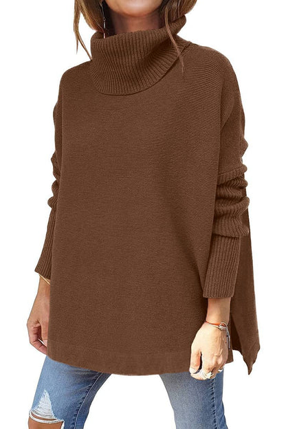 Women's Oversized Textured Turtleneck Sweater NOVAE