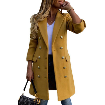 Women's fashionable double-button coat with classic accents NOVAE