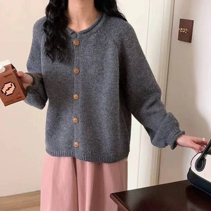Women's cardigan with asymmetrical cut and generous balloon sleeves NOVAE