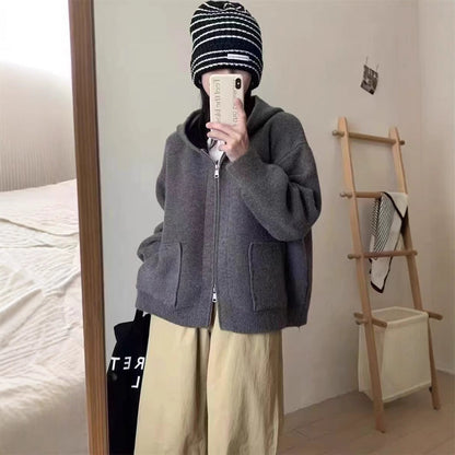 Women's Casual Oversized Cardigan with Hood and Pockets NOVAE