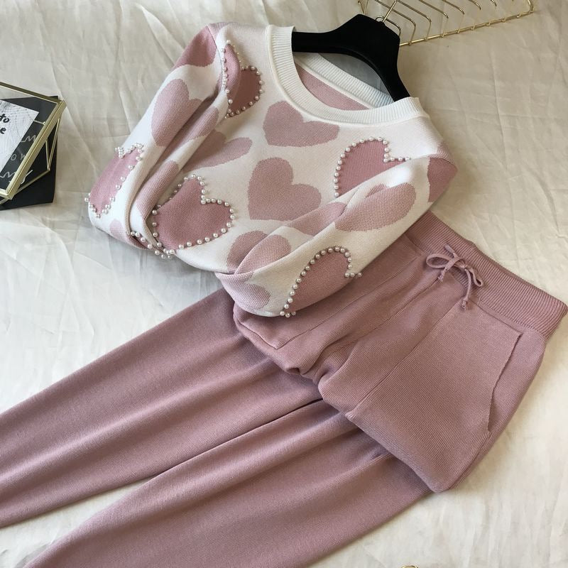 Women's stylish leisure knitwear set with high collar NOVAE