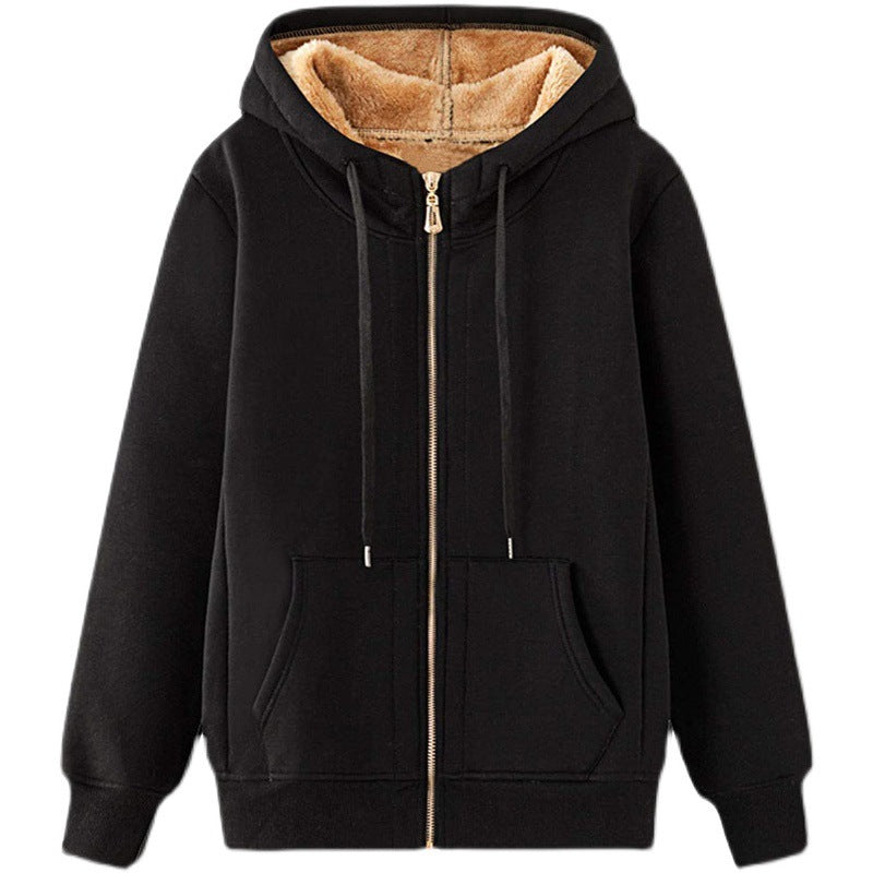 Women's fleece-lined hooded jacket with practical pockets NOVAE