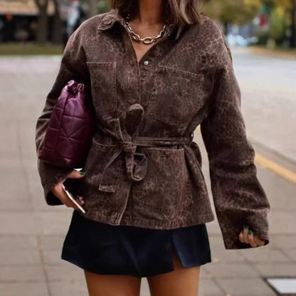 Women's linen shirt jacket with tailored cut and belt NOVAE