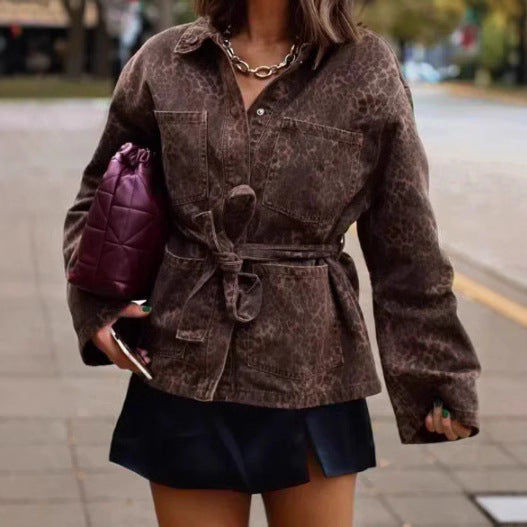 Women's linen shirt jacket with tailored cut and belt NOVAE