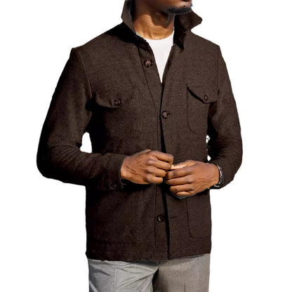 Men's timeless utility jacket with practical pockets and stand-up collar NOVAE
