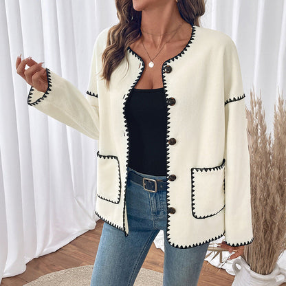 Women's fashionable cardigan with unique contrast stitching NOVAE