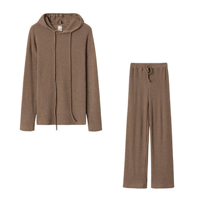 Women's Relaxed Fit Sweater Set with Hood and Wide-Leg Trousers NOVAE