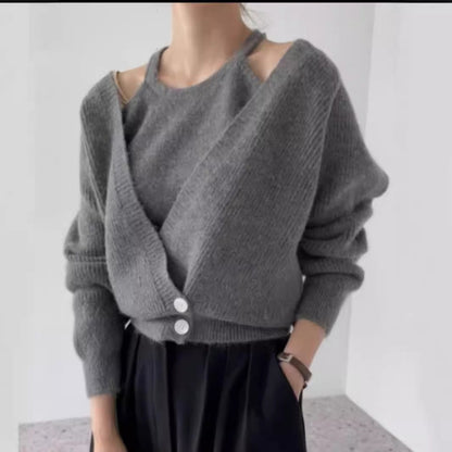 Women's open-cut ribbed cardigan NOVAE