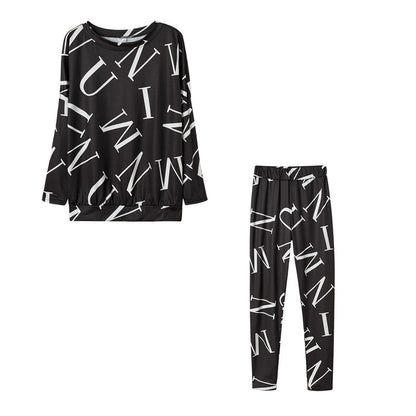 Women's pajama set with long-sleeved top and elasticated pants NOVAE
