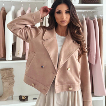 Women's Fashionable Oversized Biker Jacket in Soft Faux Suede NOVAE