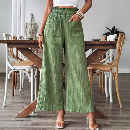 Women's casual and lightweight palazzo trousers with elasticated waistband and practical pockets NOVAE