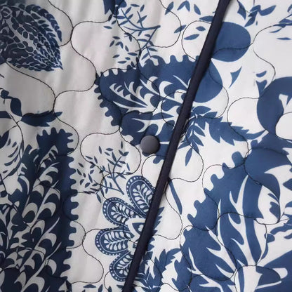 Women's quilted floral jacket with innovative pocket and round neck NOVAE