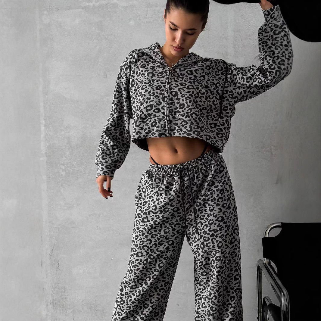 Women's Cotton Loungewear Set with Leopard Design NOVAE