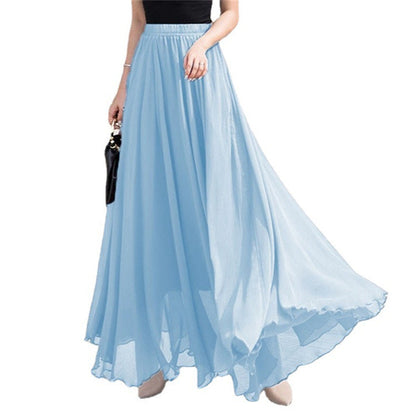 Women's long, flowing skirt with elastic waistband and swing hem NOVAE