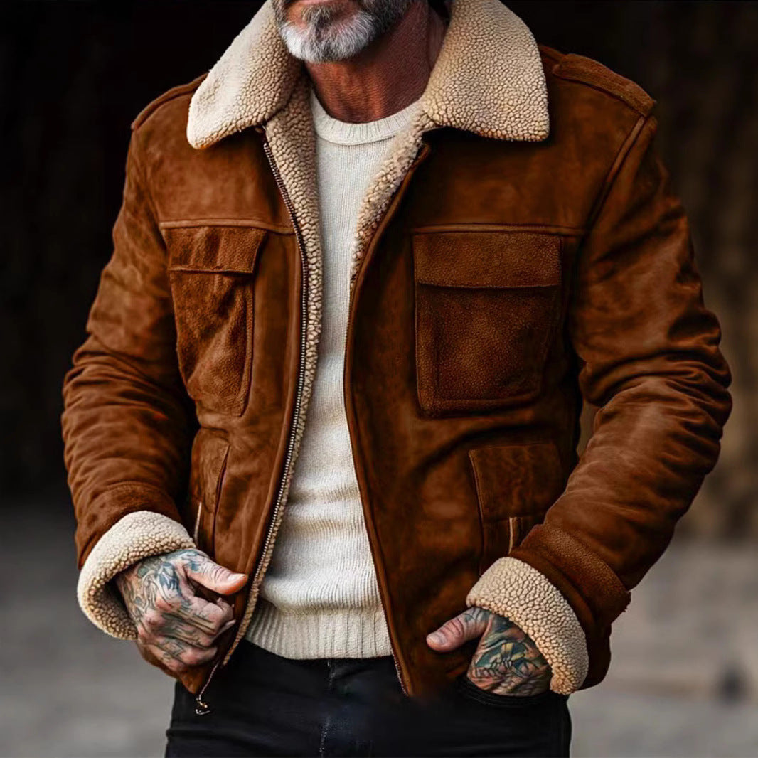 Men's stylish leather jacket with warm lining NOVAE