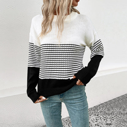 Women's knitted sweater with a modern pattern and casual cut NOVAE