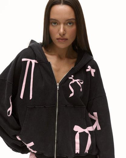 Women's Oversized Hooded Jacket with Eye-Catching Ribbon Design NOVAE