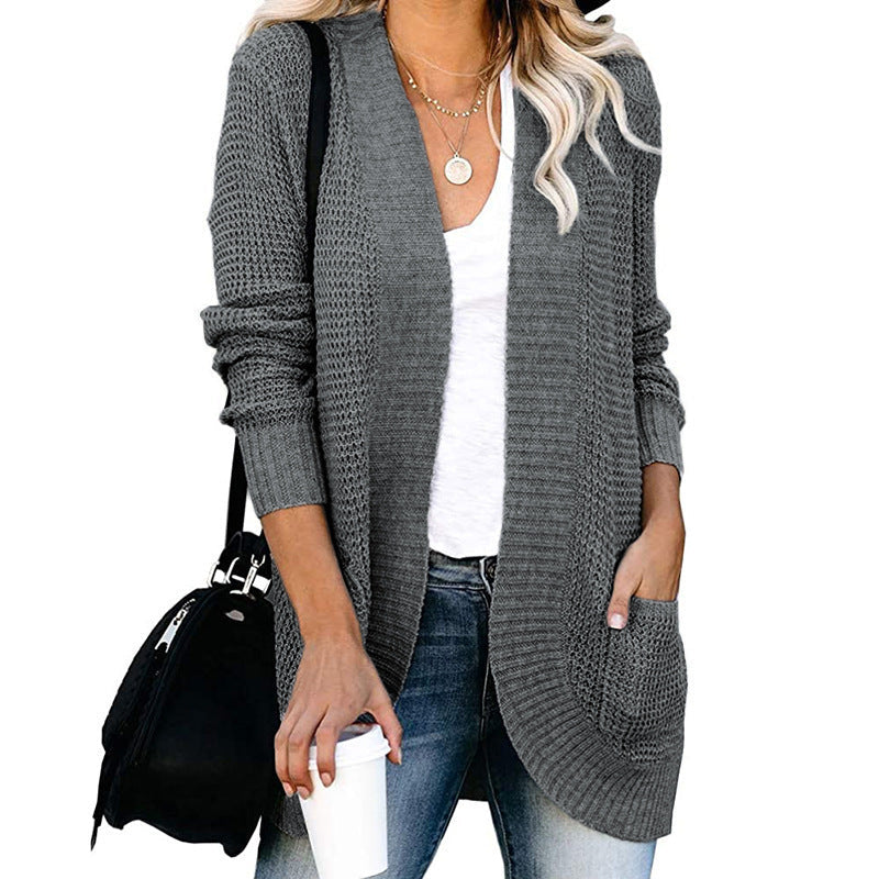 Women's open-front cardigan with practical pockets NOVAE