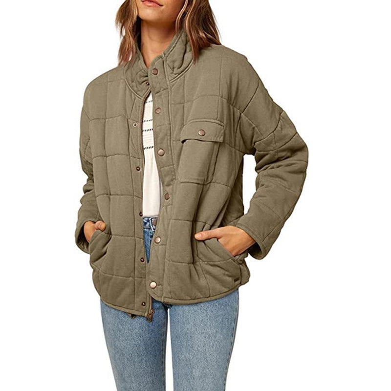 Women's quilted jacket with decorative button NOVAE