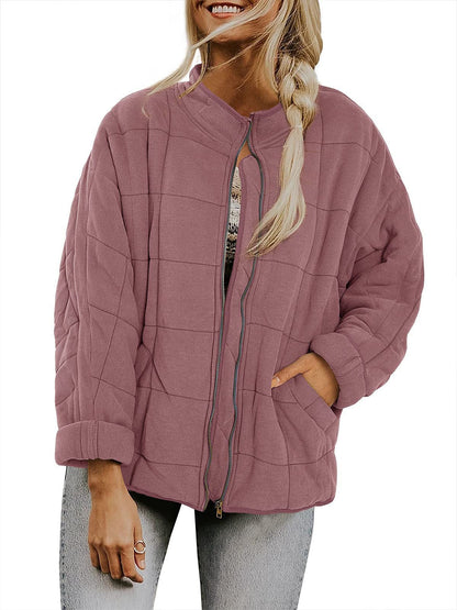 Women's quilted hooded jacket with zipper and pockets NOVAE