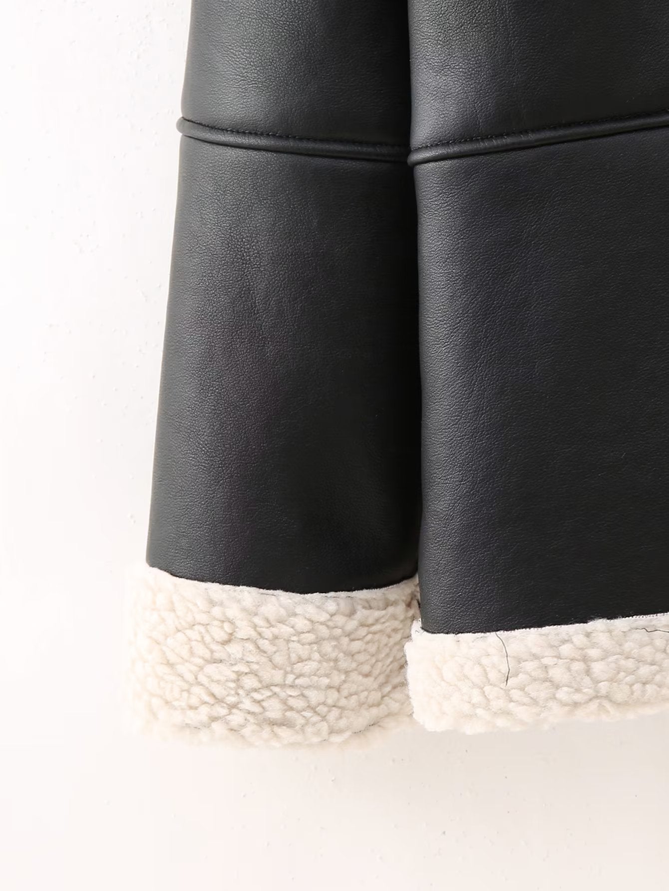 Women's faux leather jacket with cozy lining and high collar NOVAE