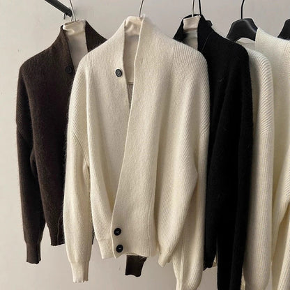 Women's fashionable knit cardigan with trendy lapel NOVAE