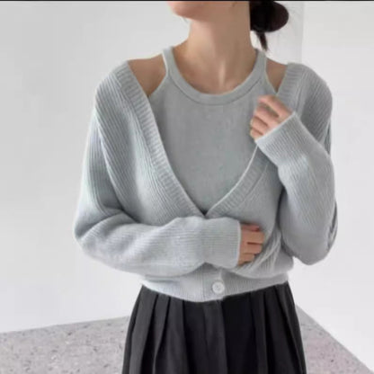 Women's open-cut ribbed cardigan NOVAE