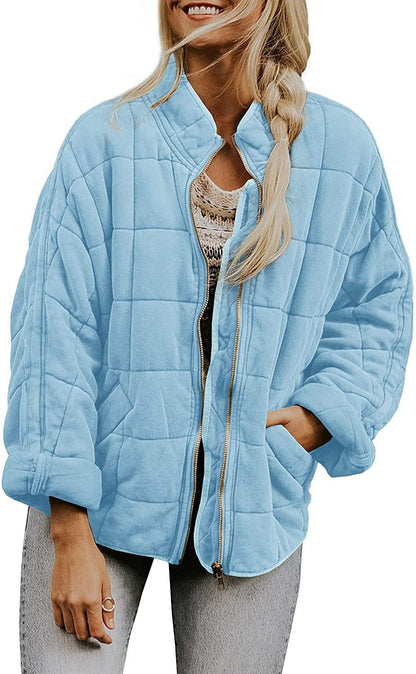 Women's quilted hooded jacket with zipper and pockets NOVAE