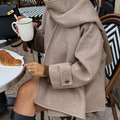 Women's Oversized Wool-Blend Coat with Shawl Collar NOVAE