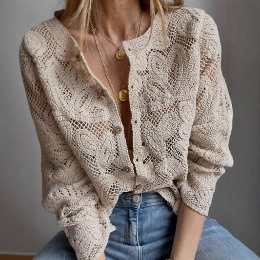 Women's knitted blouse with delicate pattern NOVAE
