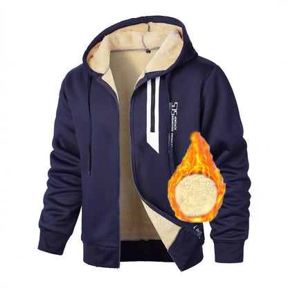 Men's fleece hooded jacket with warm lining and practical zipped pockets NOVAE