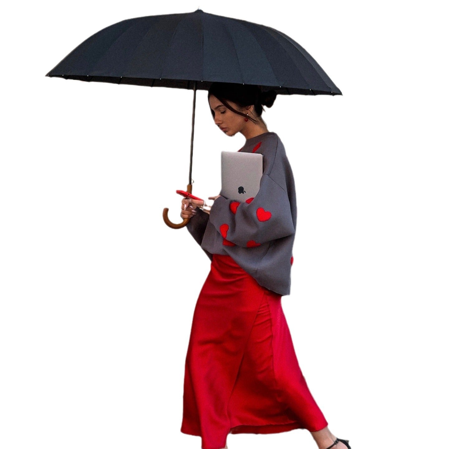 Women's sweater with heart appliqués and a relaxed fit NOVAE