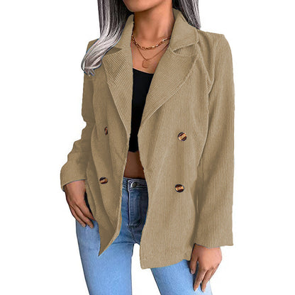 Women's fashionable corduroy jacket with double button placket NOVAE