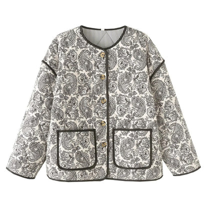 Women's fashionable quilted jacket with unique paisley pattern NOVAE