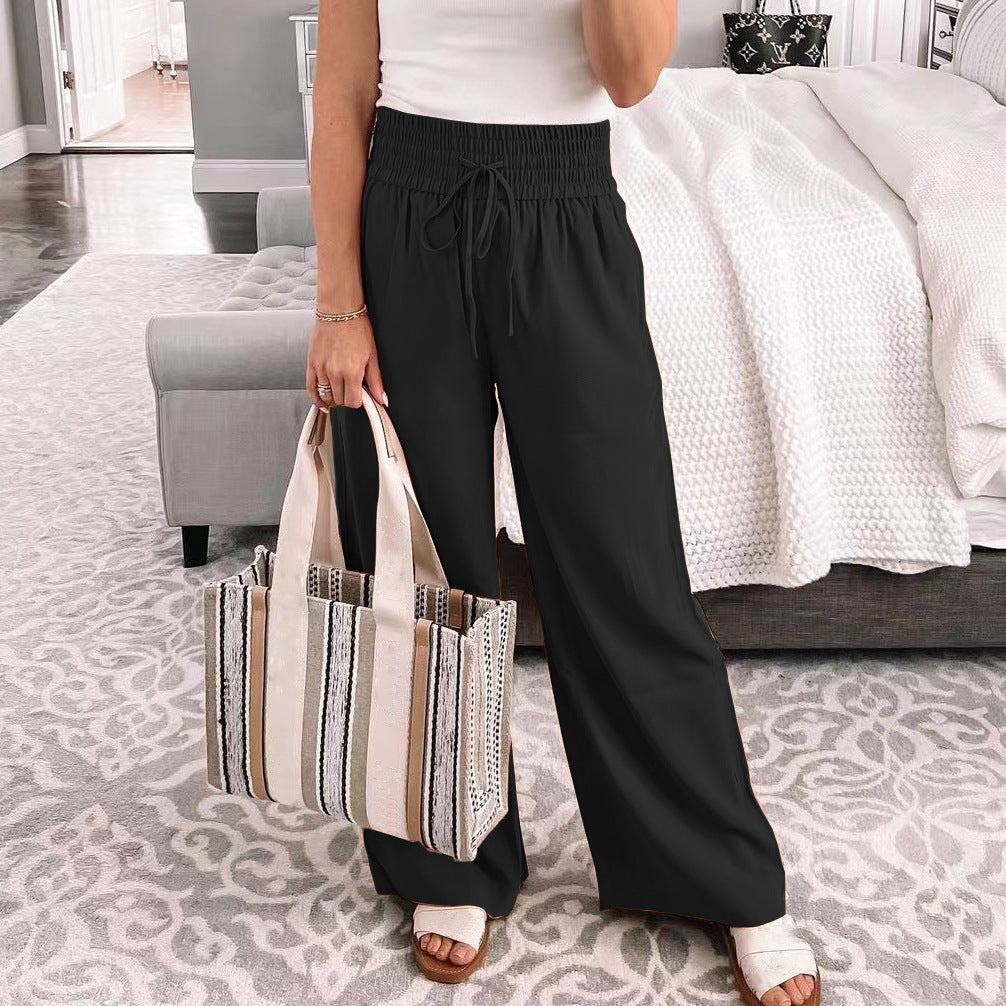 Women's Comfortable and Casual Palazzo Trousers with Drawstring NOVAE