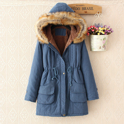 Women's lined parka jacket with detachable faux fur collar and practical pockets NOVAE