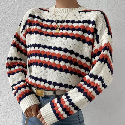 Women's knitted sweater with textured pattern NOVAE
