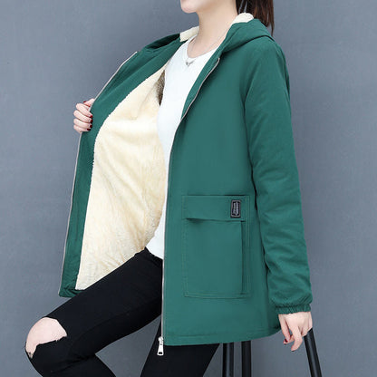 Women's transitional jacket with fleece-lined hood and practical pockets NOVAE