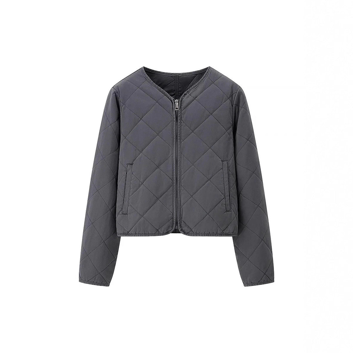 Women's quilted transitional jacket with practical pockets and elegant stand-up collar NOVAE