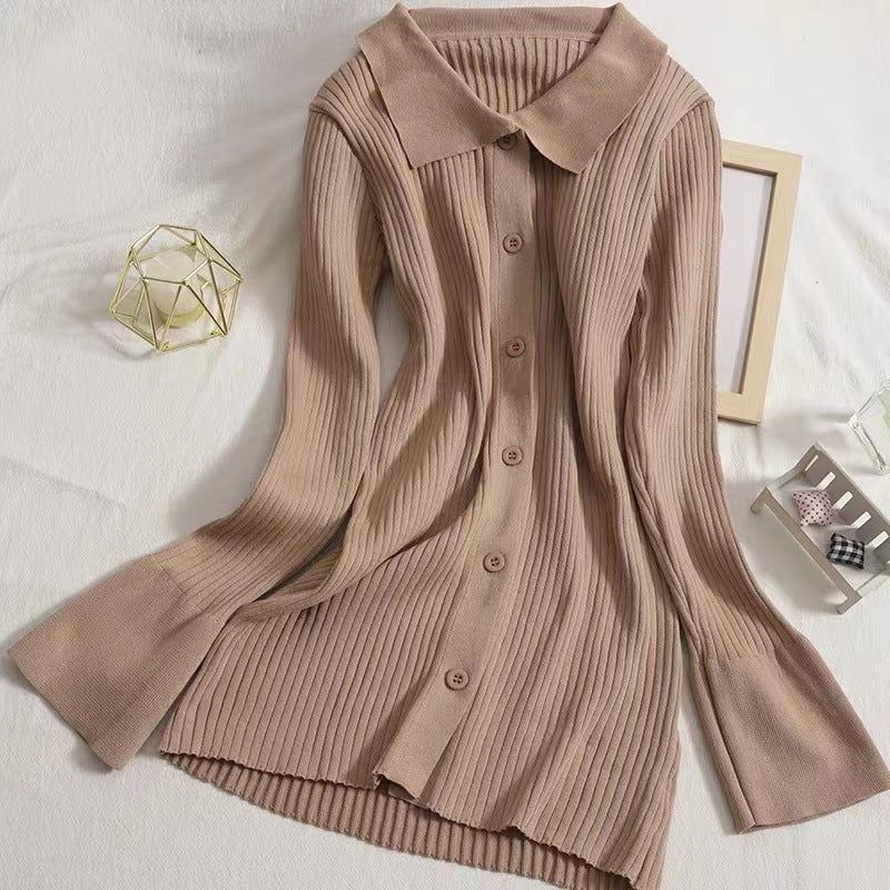 Women's knit sweater with classic collar NOVAE