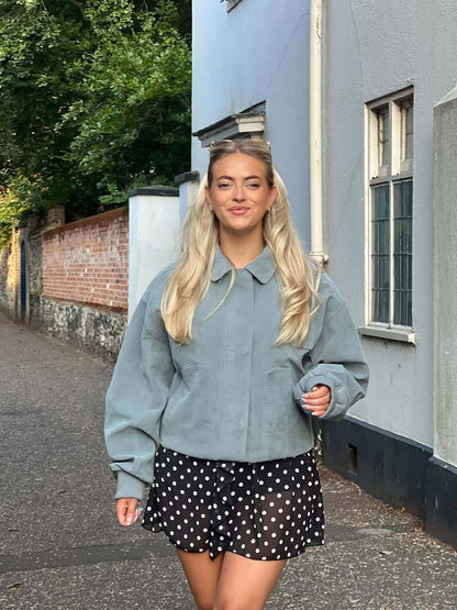 Women's short bomber jacket made of soft material with a casual cut NOVAE